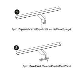 Aplique de baño para espejo 5W - Fijación espejo y mueble - 30cm