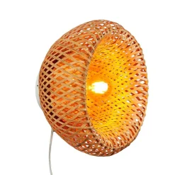 Aplique de mimbre con enchufe 