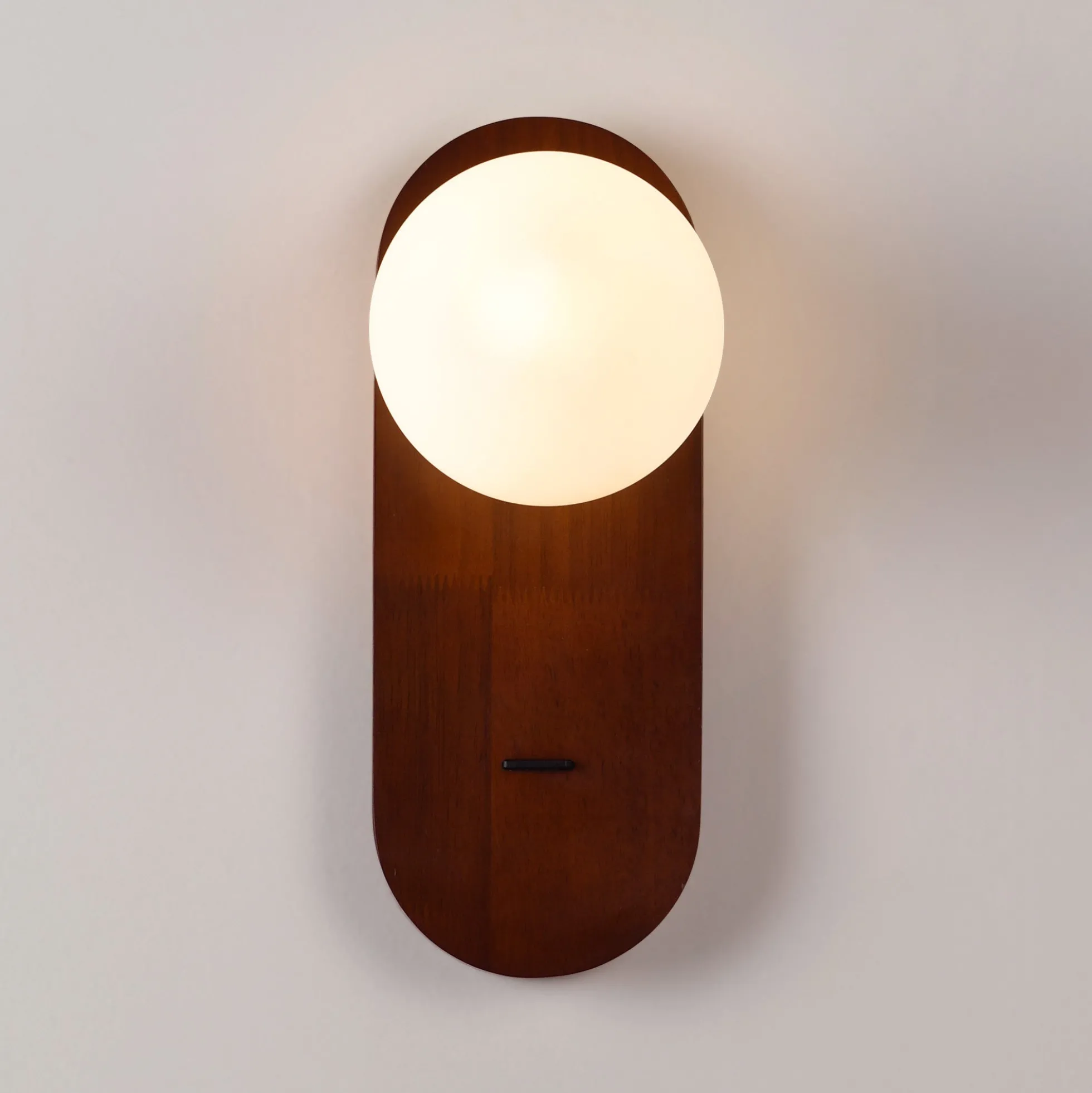 Aplique de pared bola cristal "SOMA" con interruptor - E27 - Madera