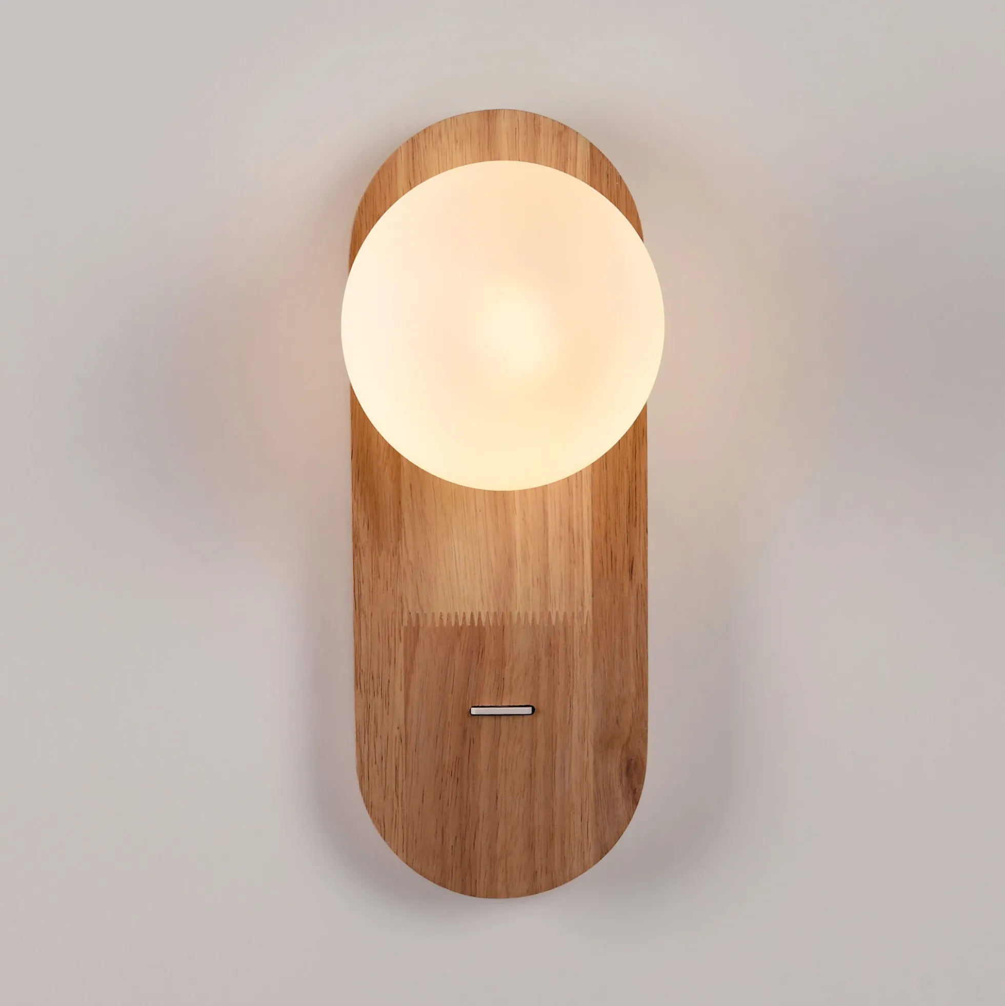 Aplique de pared bola cristal "SOMA" con interruptor - E27 - Madera