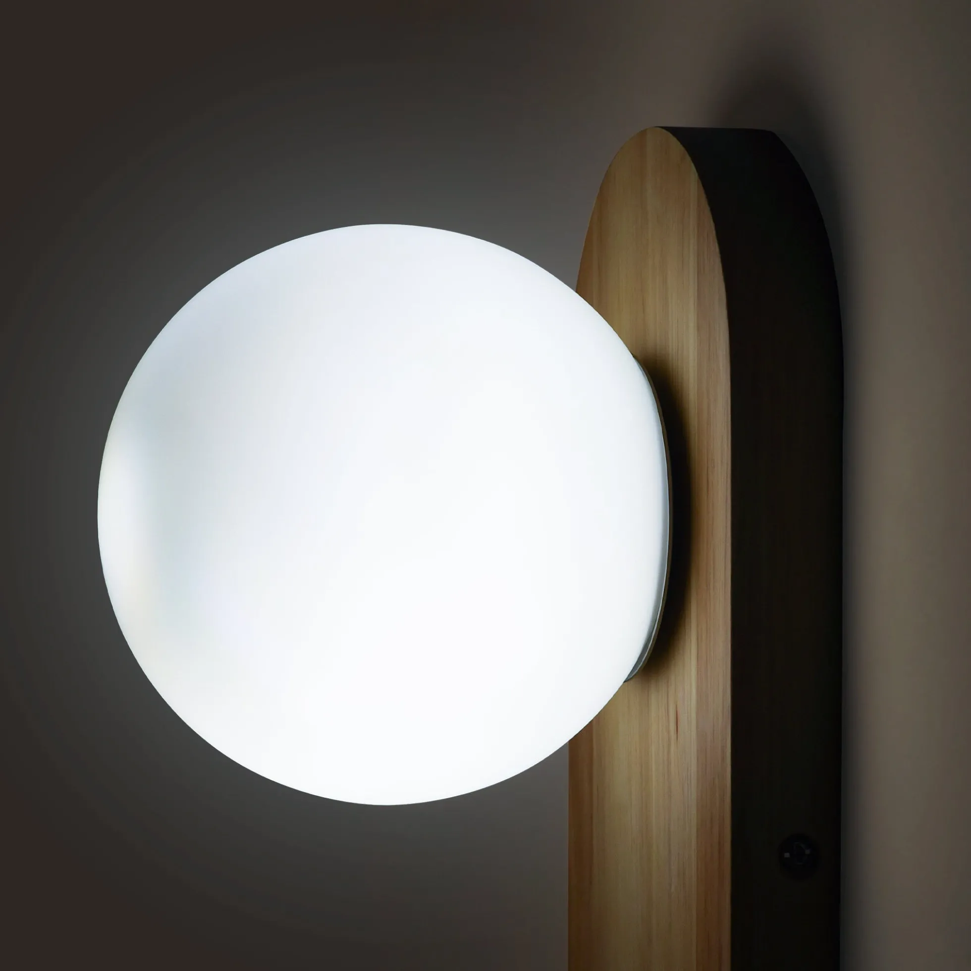 Aplique de pared bola cristal "SOMA" con interruptor - E27 - Madera