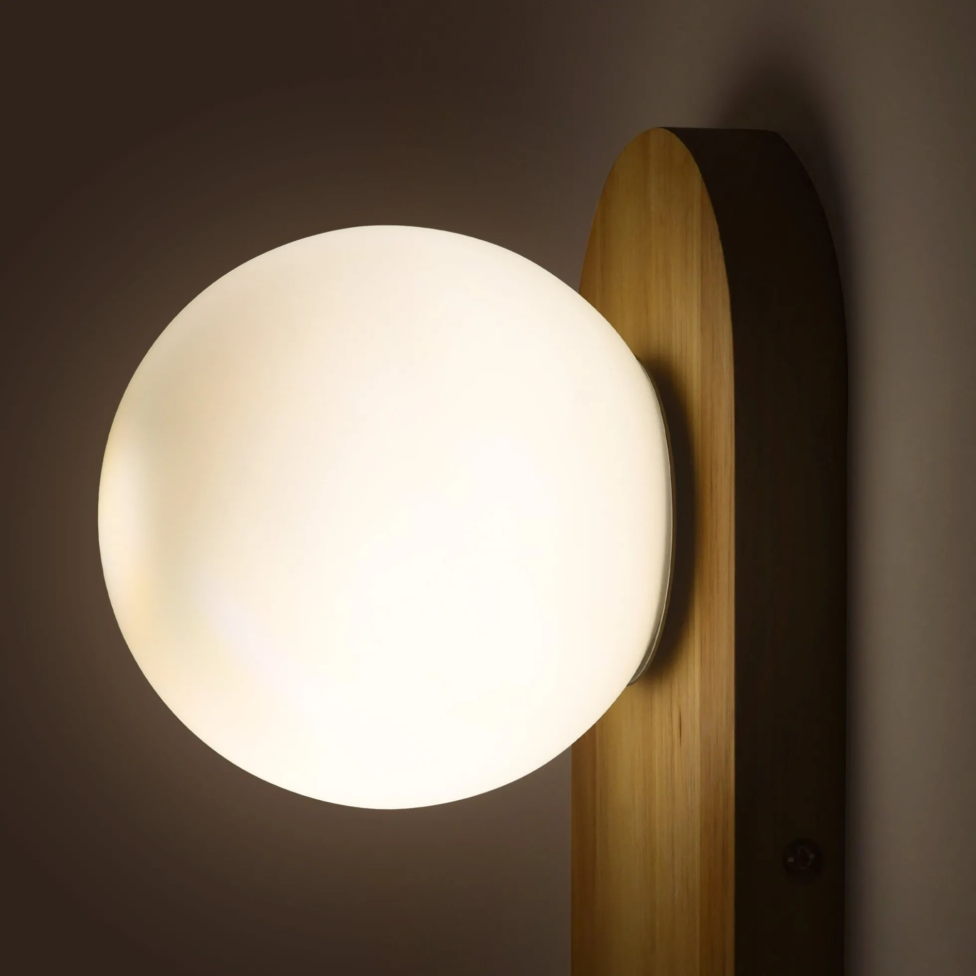 Aplique de pared bola cristal "SOMA" con interruptor - E27 - Madera