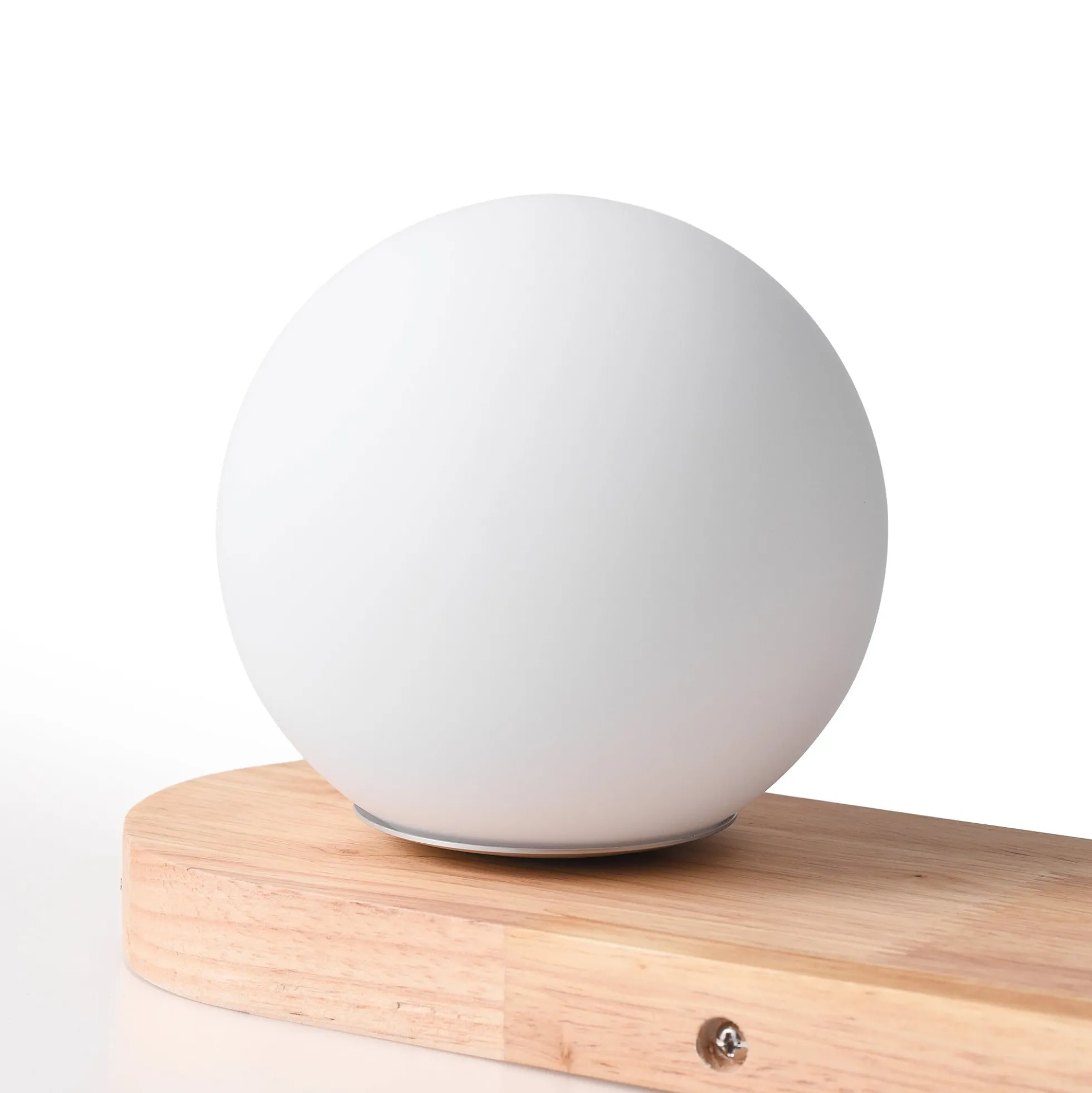 Aplique de pared bola cristal "SOMA" con interruptor - E27 - Madera