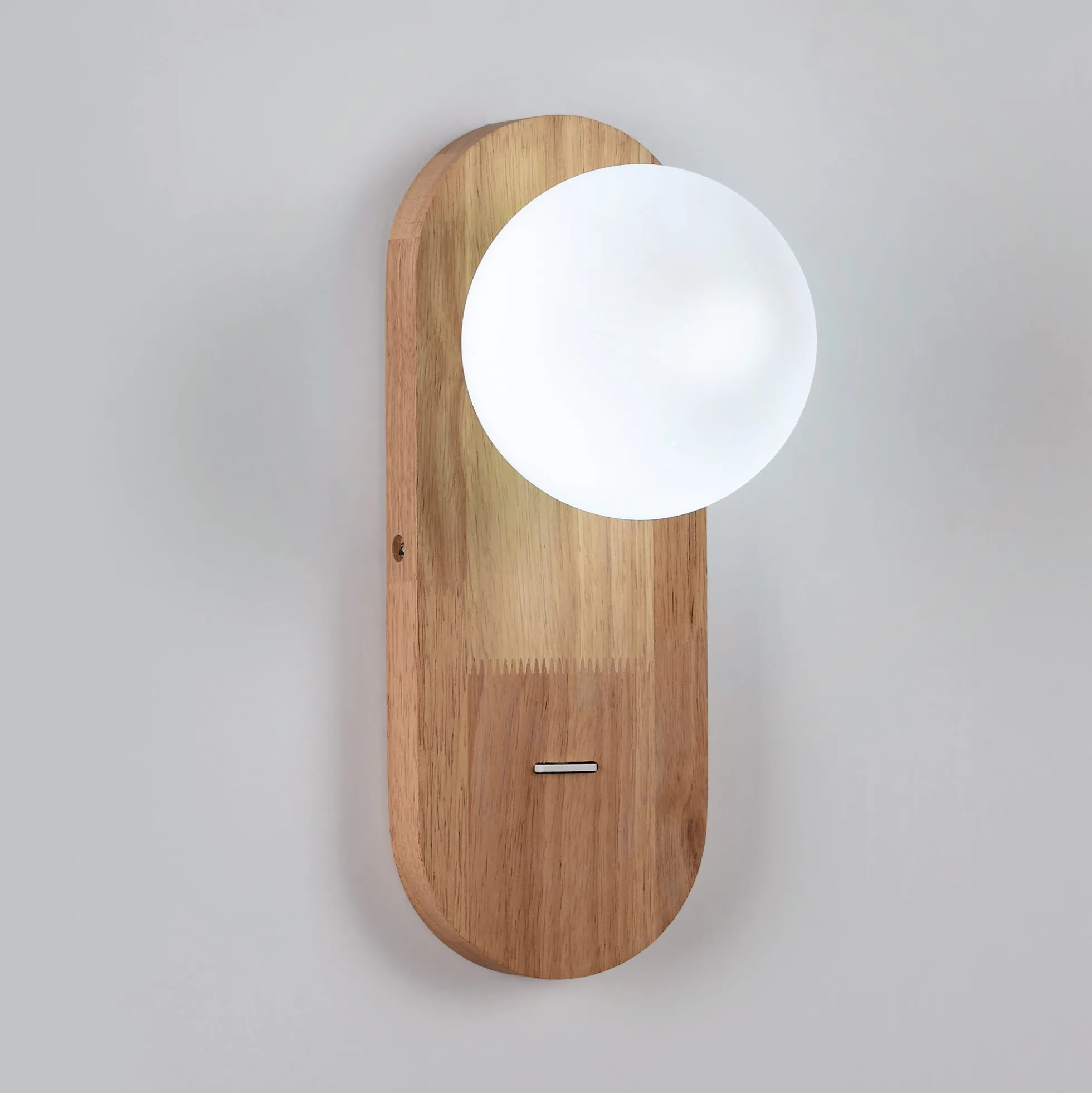 Aplique de pared bola cristal "SOMA" con interruptor - E27 - Madera