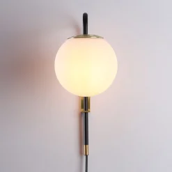 Aplique de pared bola cristal con cable y enchufe "Bilsen" - E27