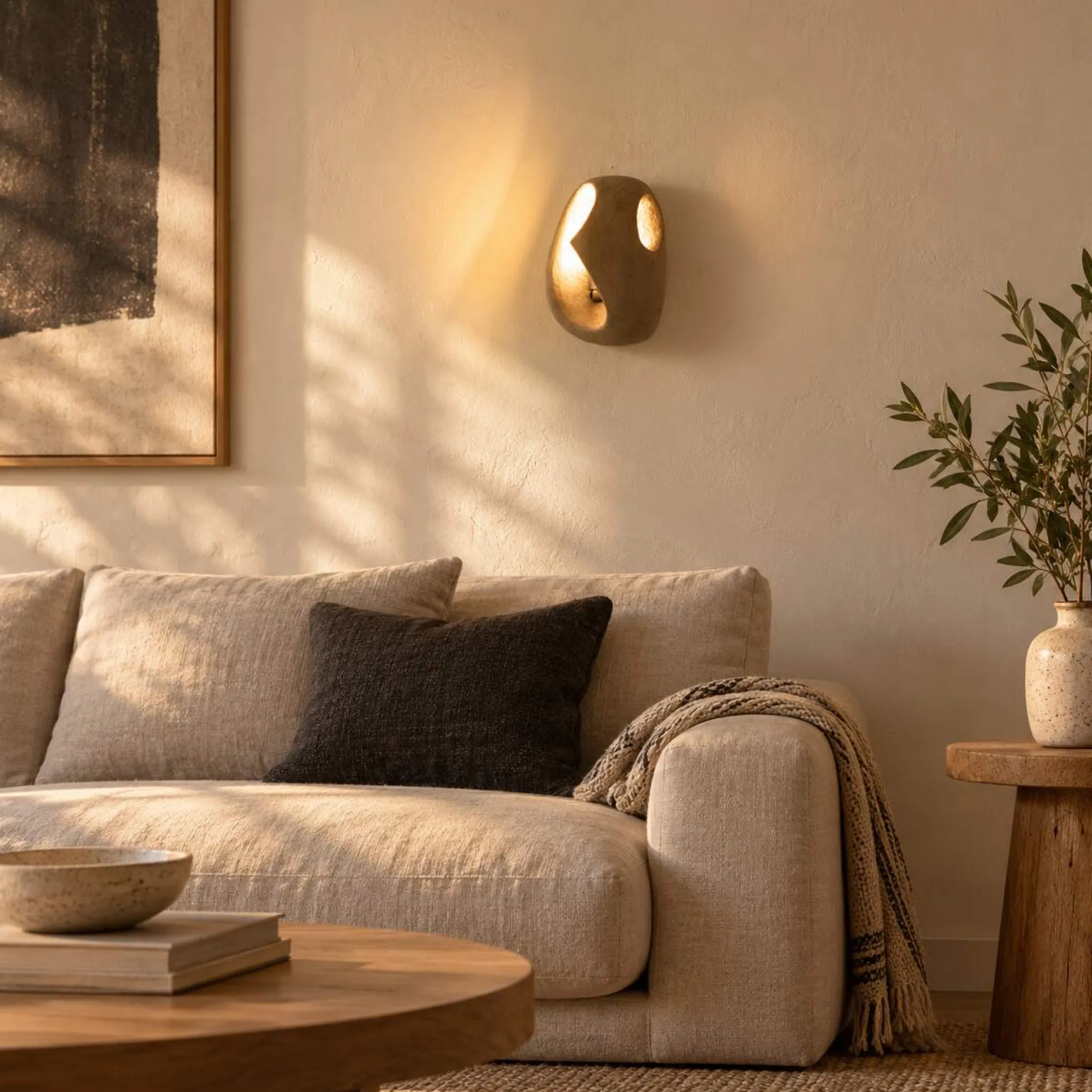 Aplique de pared cemento "GRES" - Diseño orgánico - 1xG9