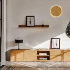 Aplique de pared circular en madera