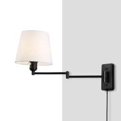 Aplique de pared con brazo articulado y enchufe
