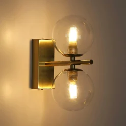 Aplique de pared con doble esfera de cristal 
