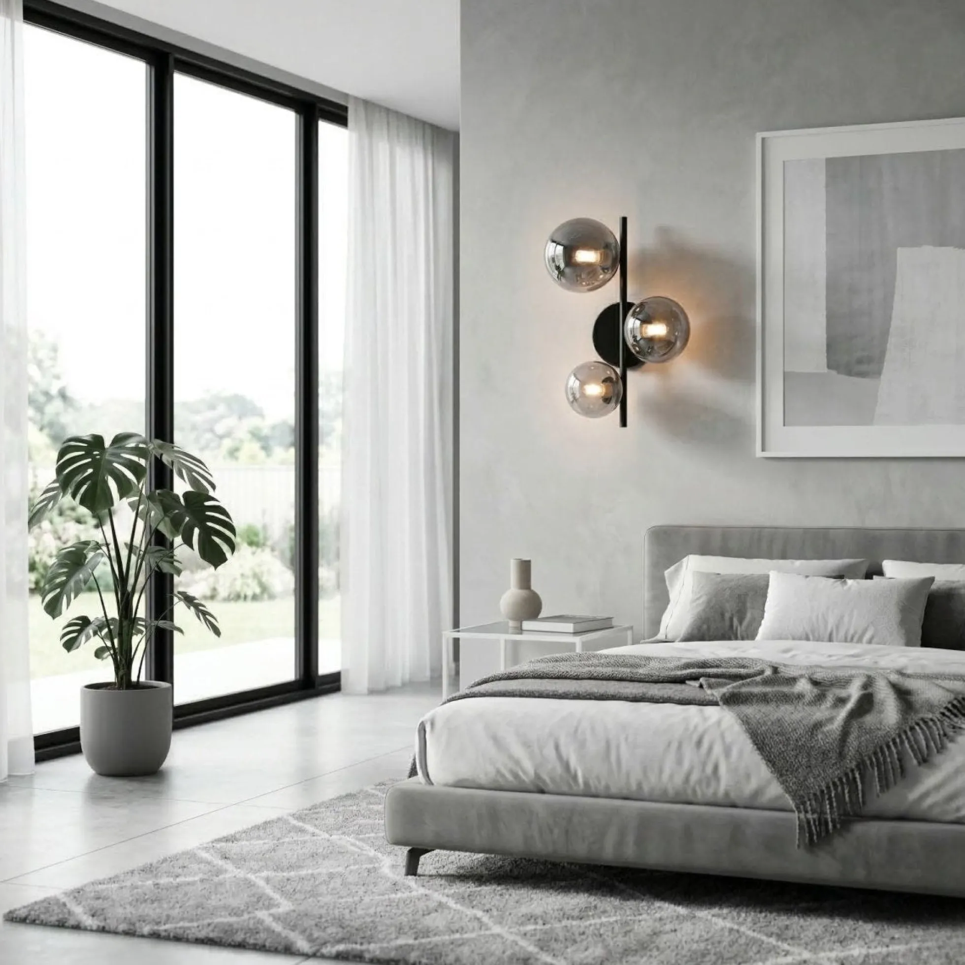 Aplique de pared con esferas de cristal "CATY" - 3 x G9