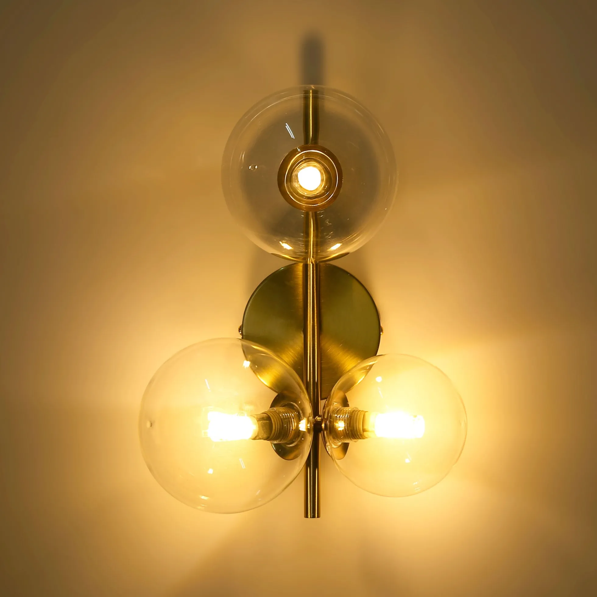 Aplique de pared con esferas de cristal "CATY" - 3 x G9