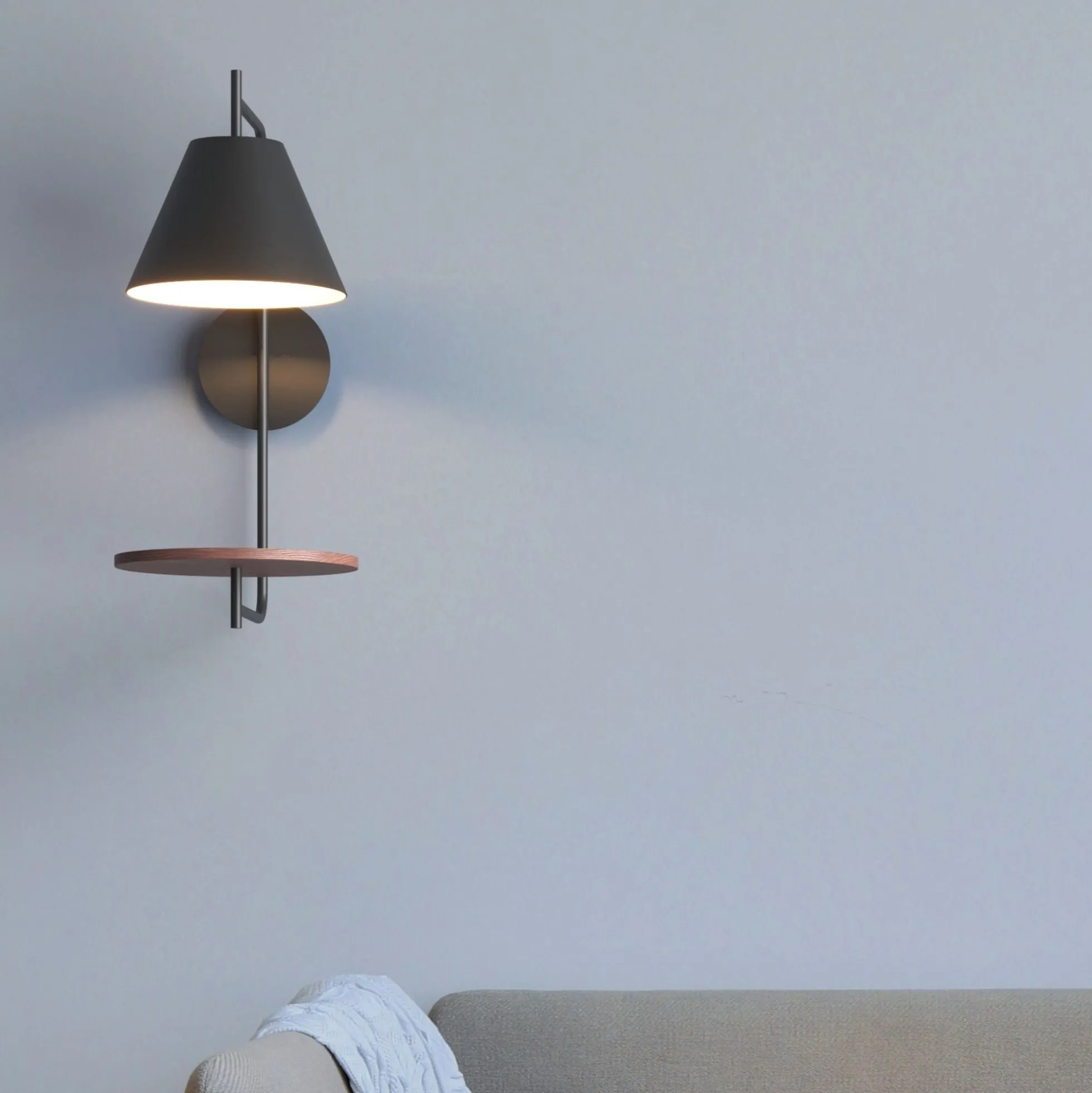 Aplique de pared con estante de apoyo "Bilon" - E27