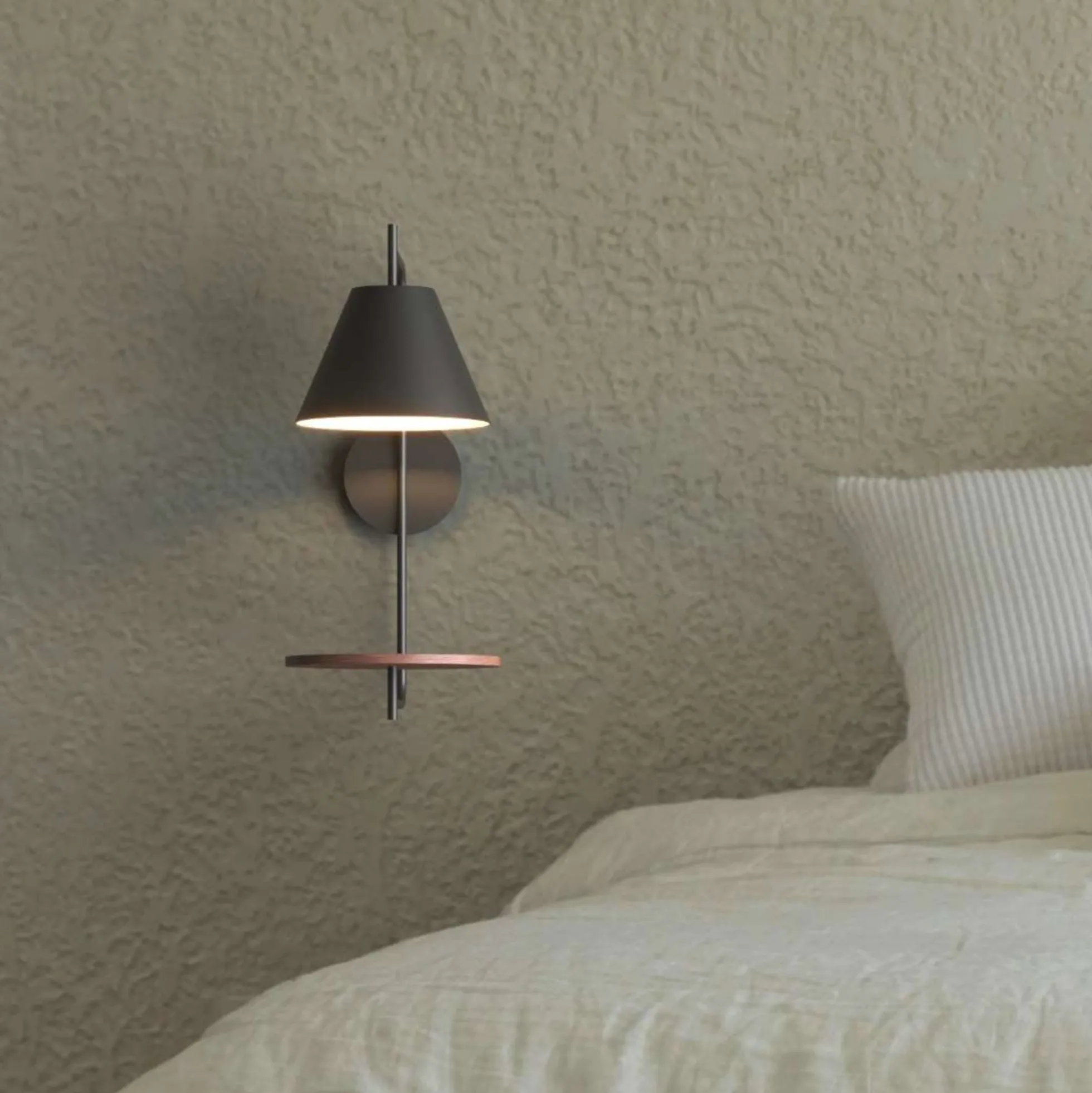 Aplique de pared con estante de apoyo "Bilon" - E27