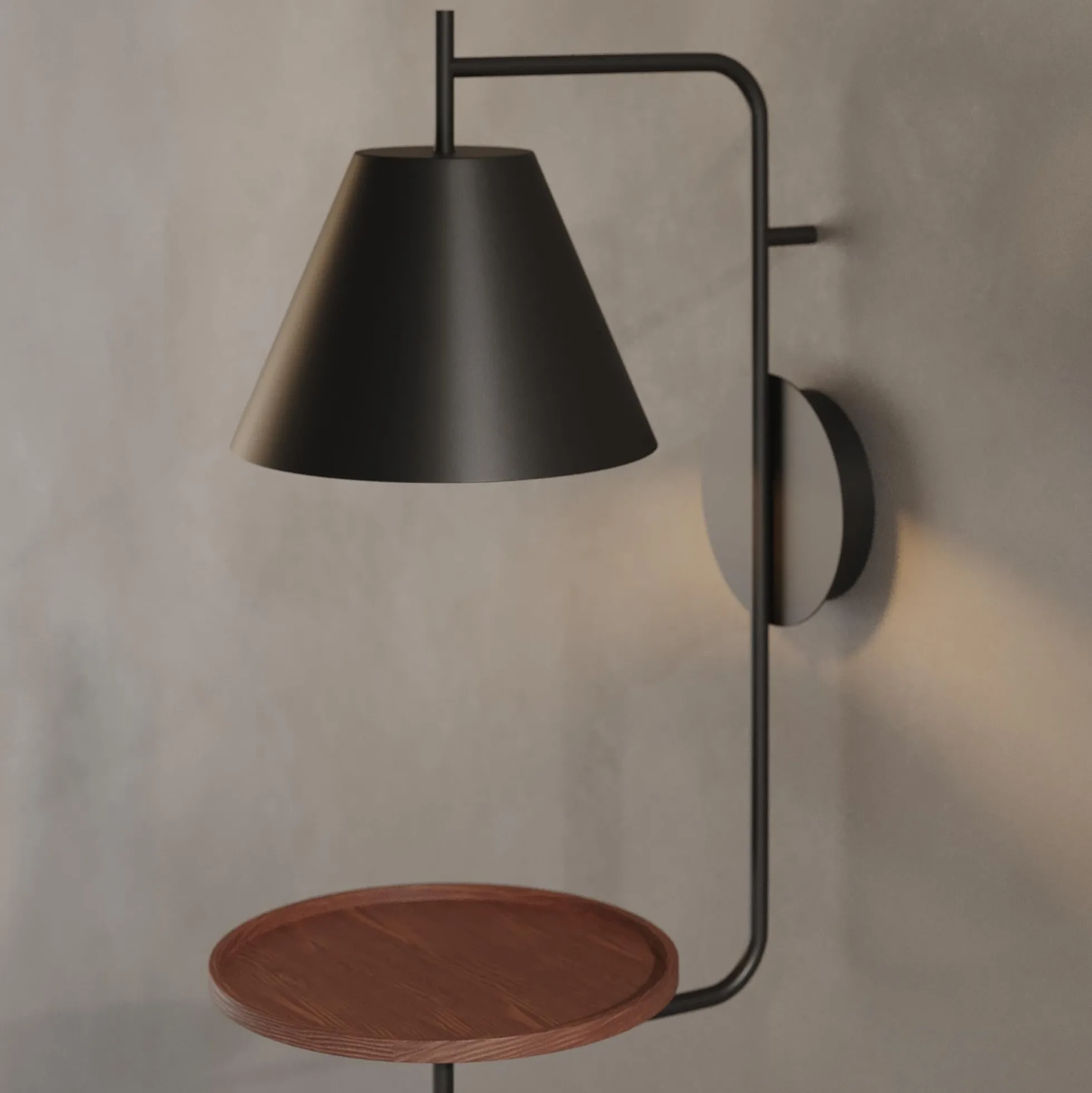 Aplique de pared con estante de apoyo "Bilon" - E27