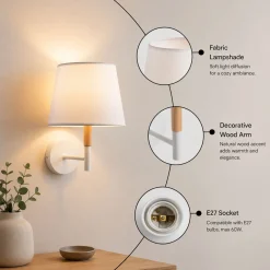 Aplique de pared con pantalla de tela 