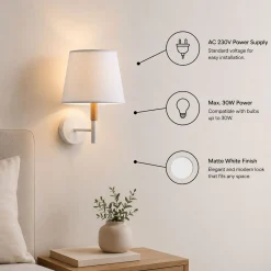 Aplique de pared con pantalla de tela 