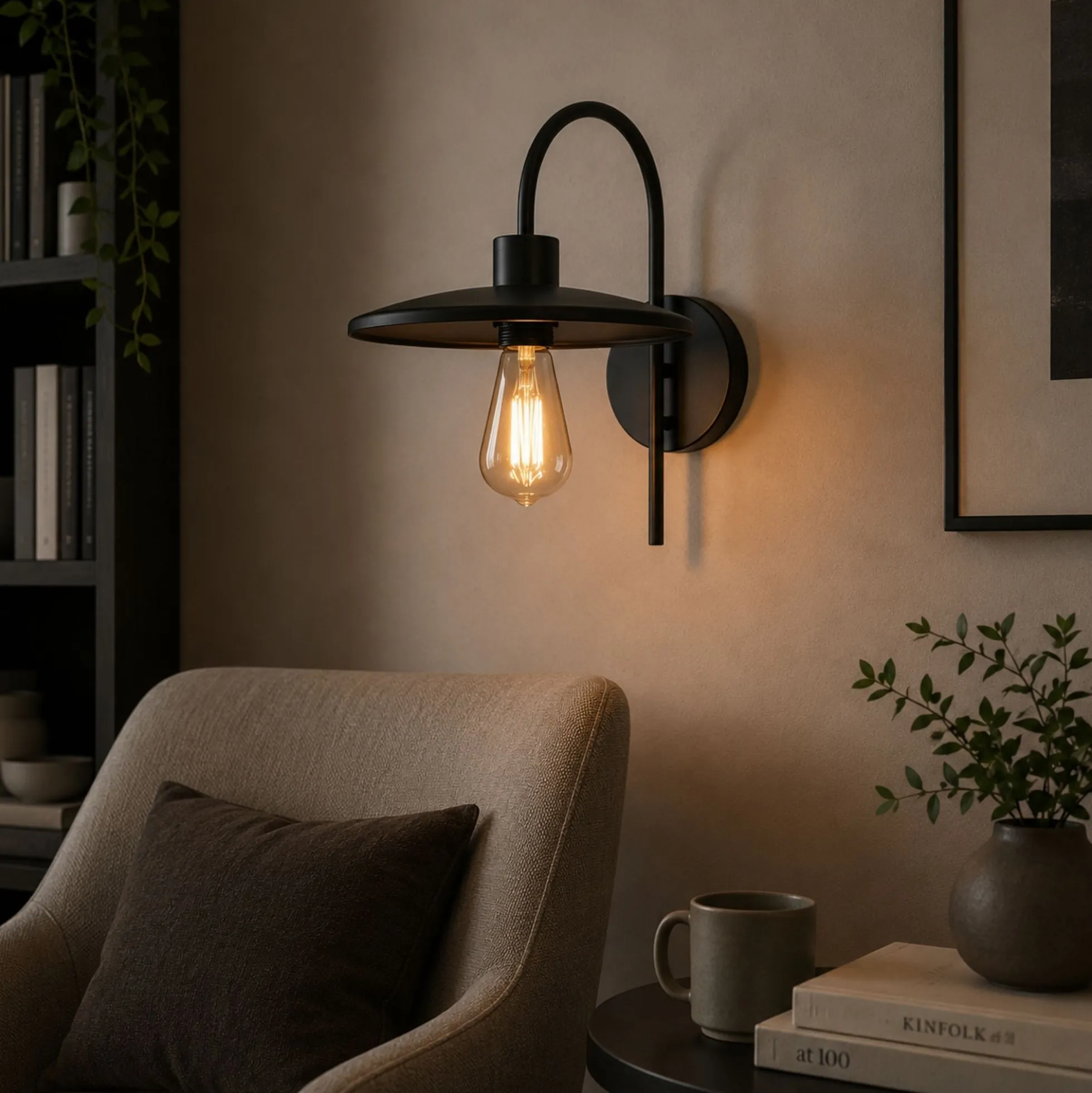 Aplique de pared de diseño "Hook" - E27