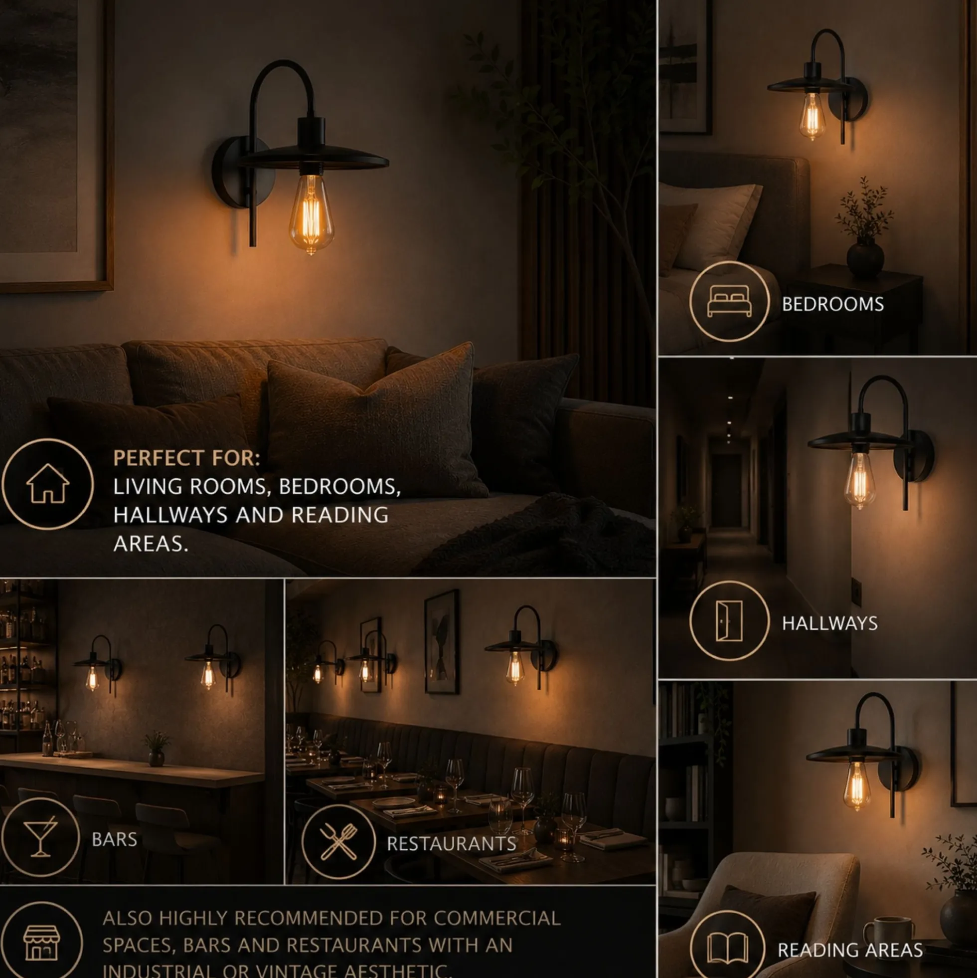Aplique de pared de diseño "Hook" - E27