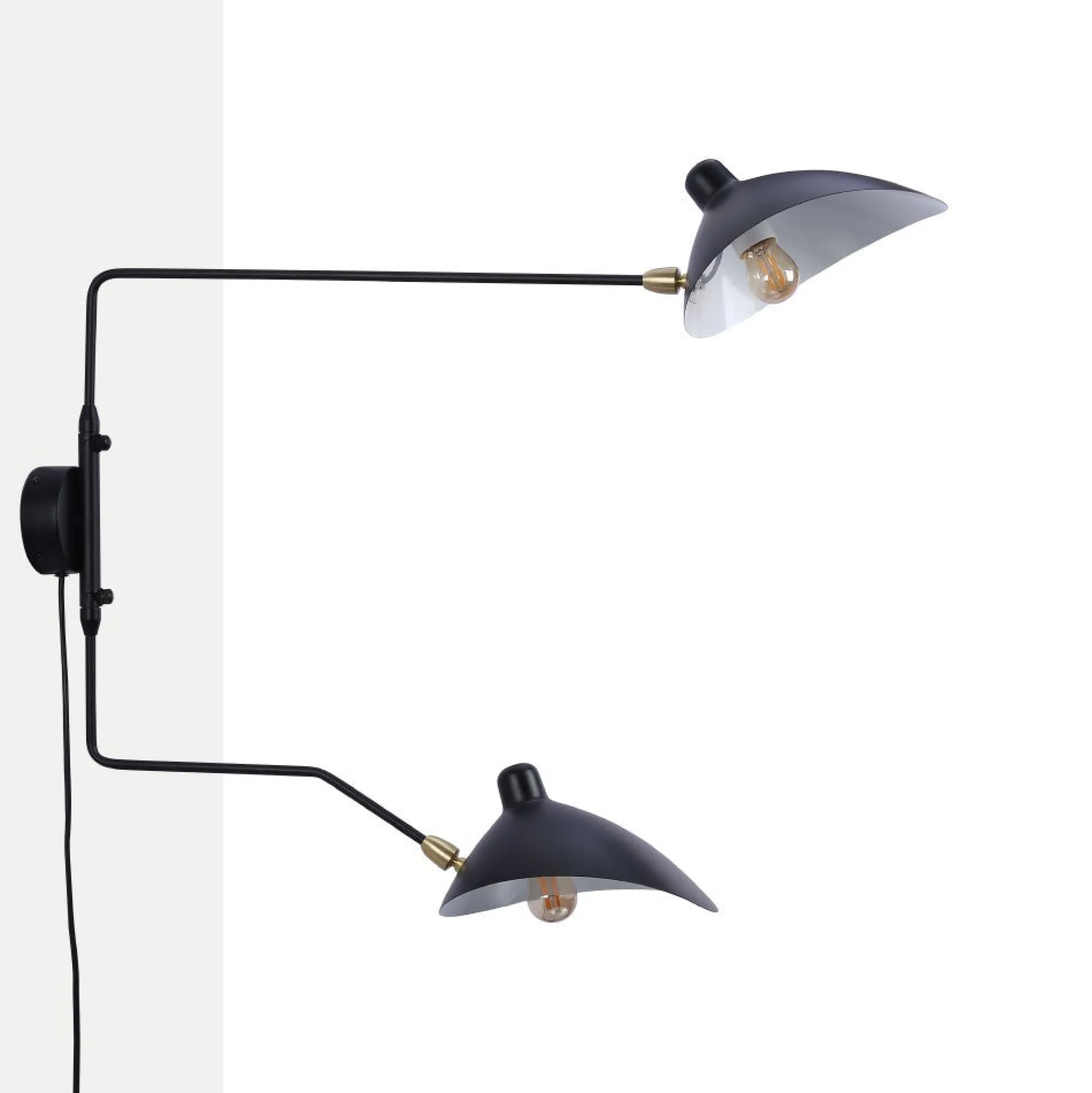 Aplique de pared de diseño "Louise" con interruptor y enchufe - 2xE27