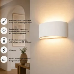 Aplique de pared de escayola "PEARL 300" - Doble cara - G9