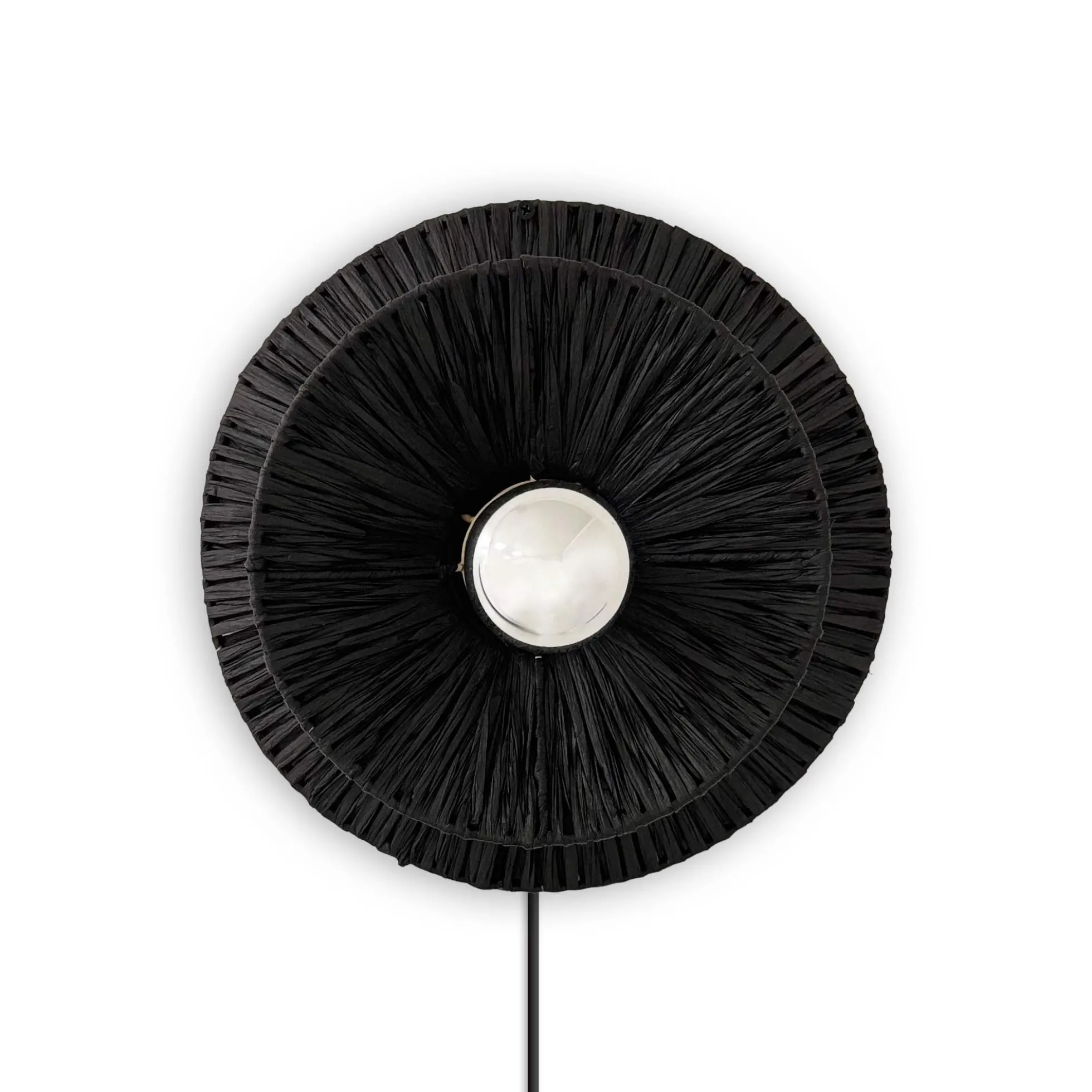 Aplique de pared de fibra natural Rafia "HALLIE" - E27 - Interruptor y enchufe