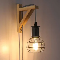Aplique de pared de madera jaula