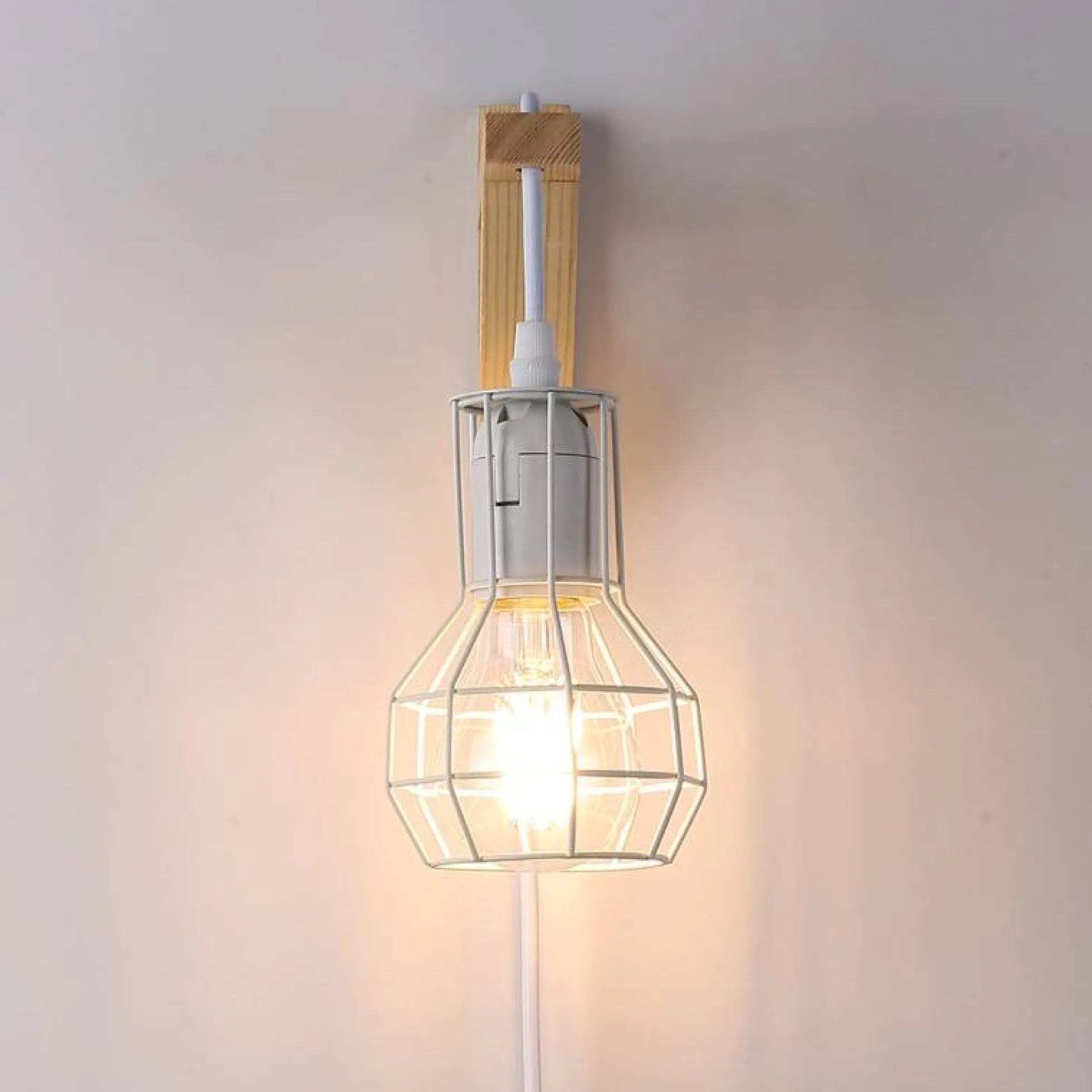 Aplique de pared de madera jaula "MICA" Bombilla incluida