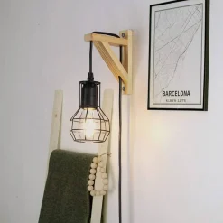 Aplique de pared de madera jaula