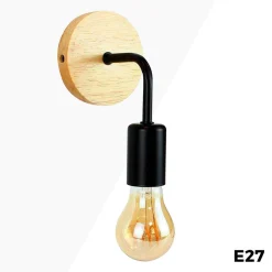 Aplique de pared de madera y metal