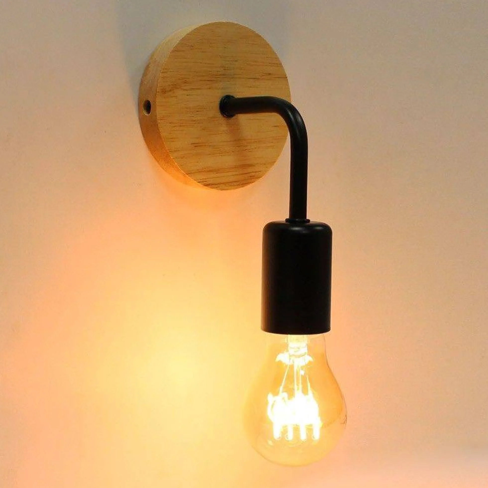 Aplique de pared de madera y metal "Morgan"