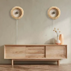 Aplique de pared de mimbre