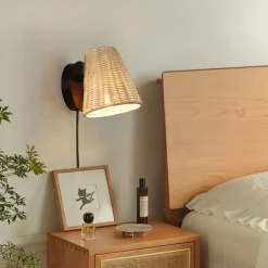 Aplique de pared de mimbre