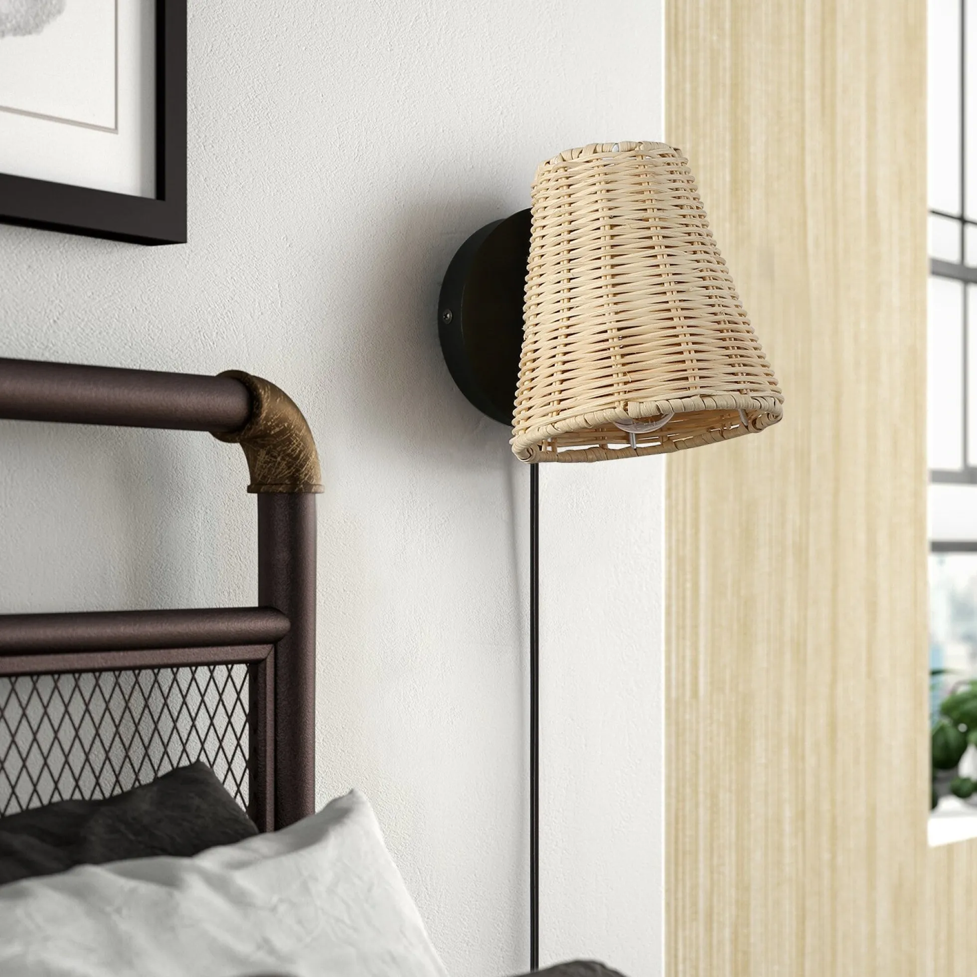 Aplique de pared de mimbre "BLIND"