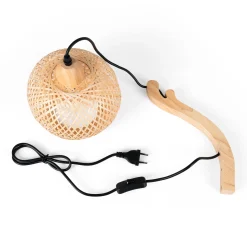 Aplique de pared de mimbre y madera