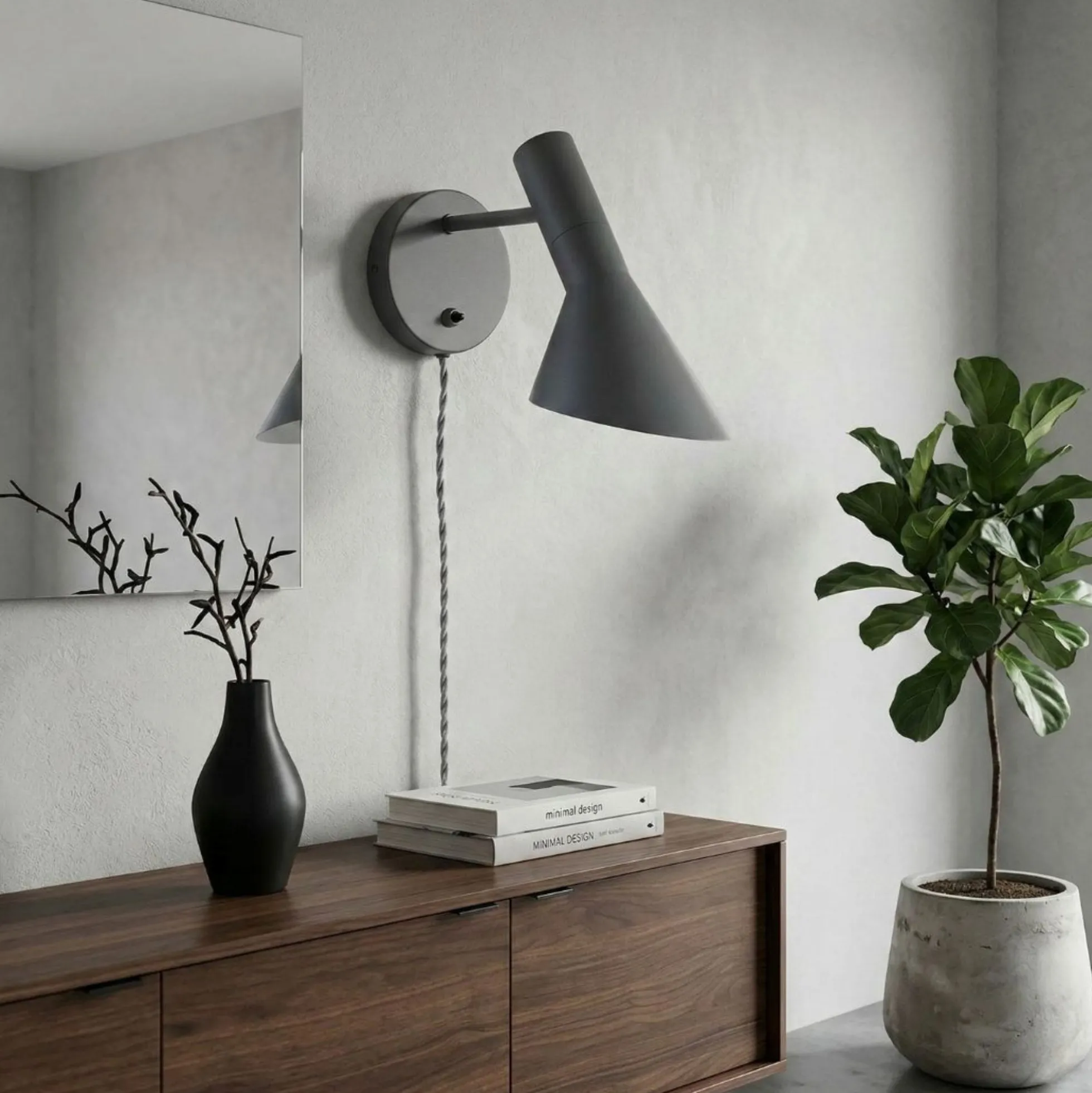 Aplique de pared diseño con cable y enchufe "Marlene"