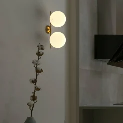 Aplique de pared doble bola cristal 