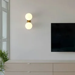 Aplique de pared doble bola cristal 
