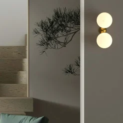 Aplique de pared doble bola cristal 