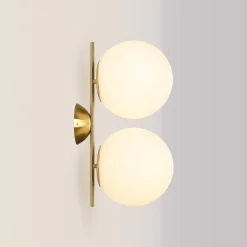 Aplique de pared doble bola cristal 