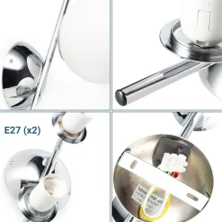 Aplique de pared doble bola cristal 