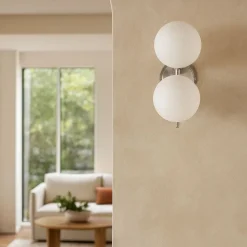 Aplique de pared doble bola cristal 