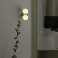 Aplique de pared doble bola cristal 