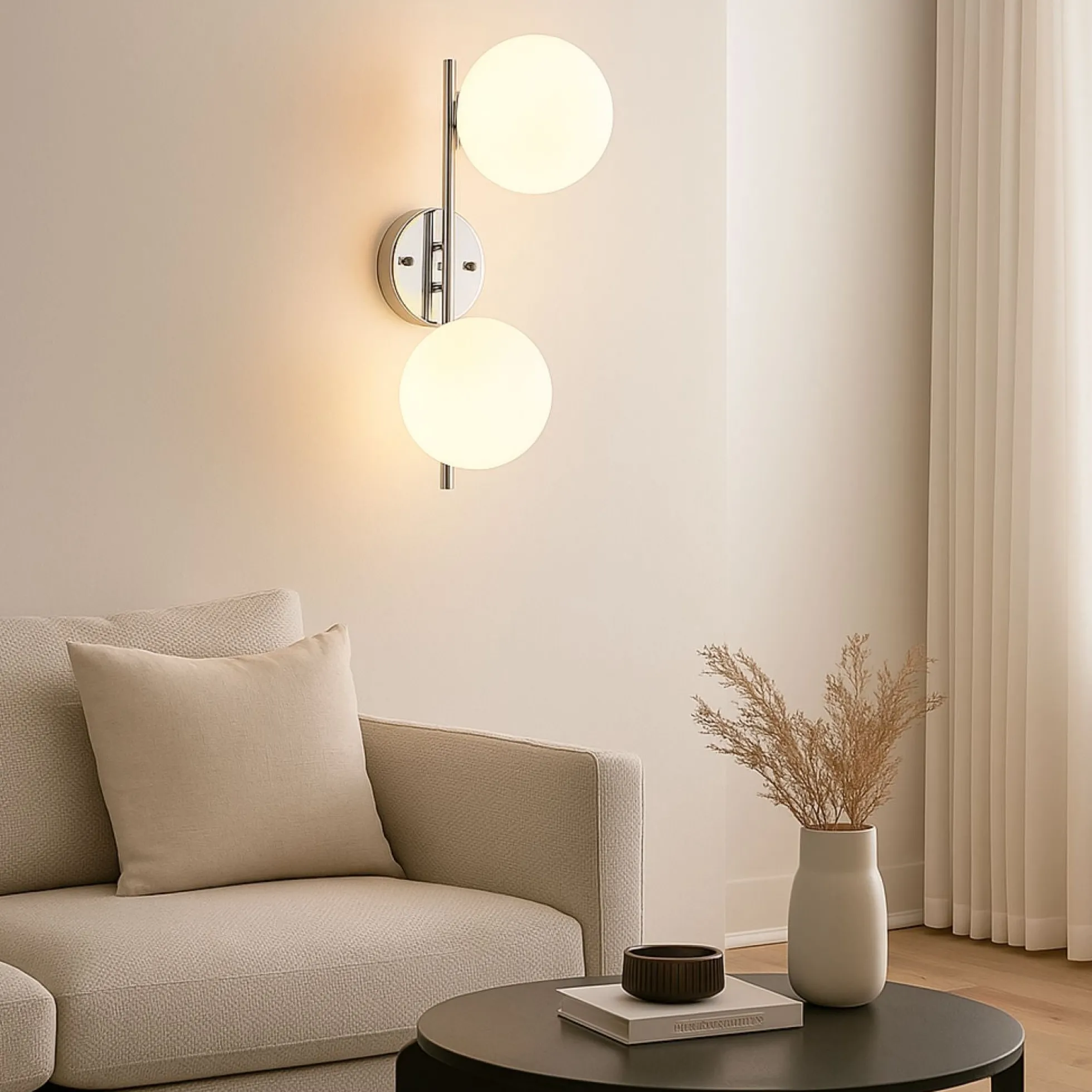 Aplique de pared doble bola cristal "Double"