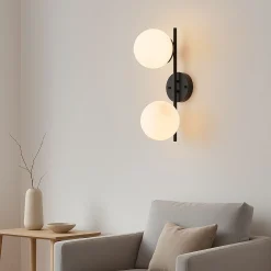 Aplique de pared doble bola cristal