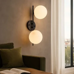 Aplique de pared doble bola cristal