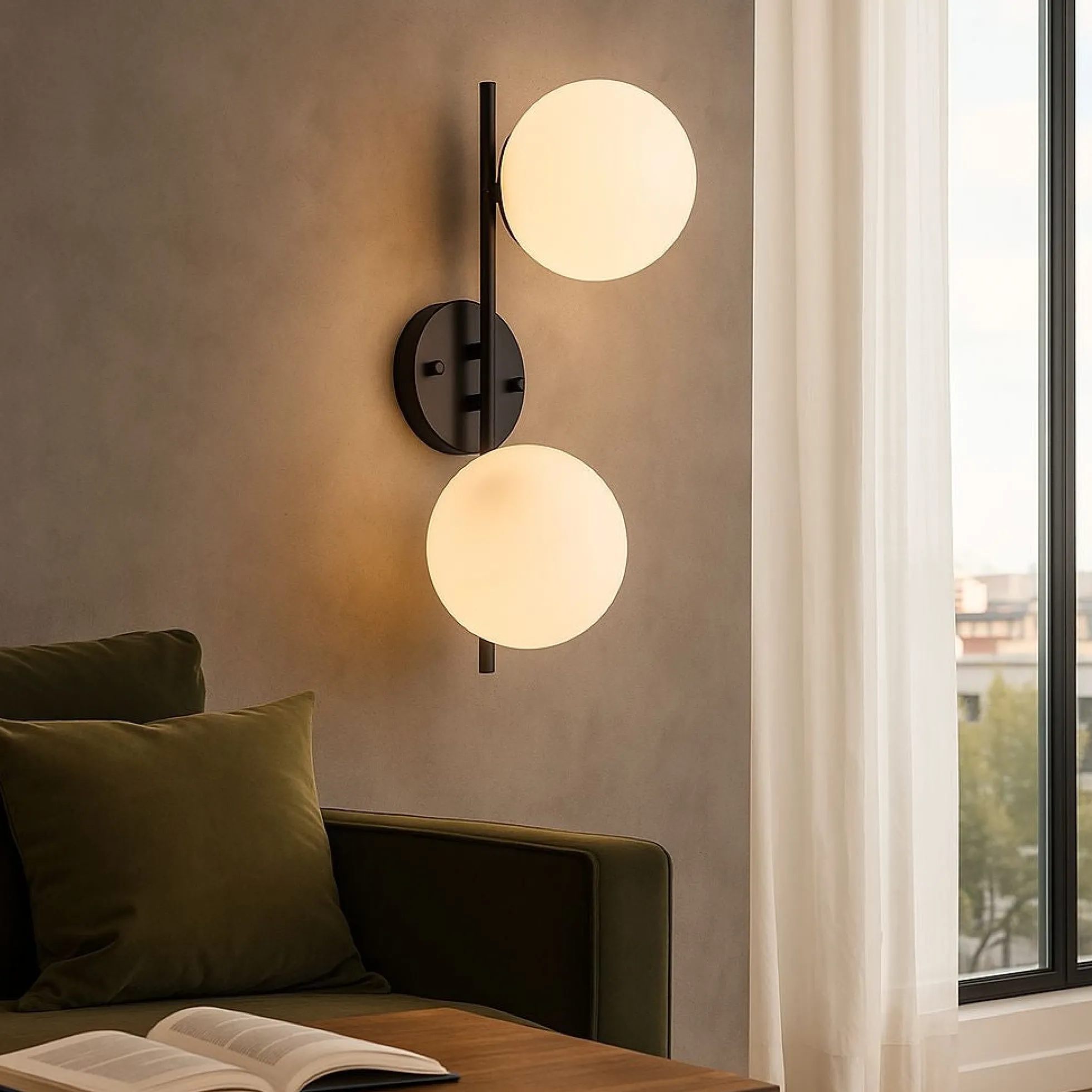 Aplique de pared doble bola cristal "Double"
