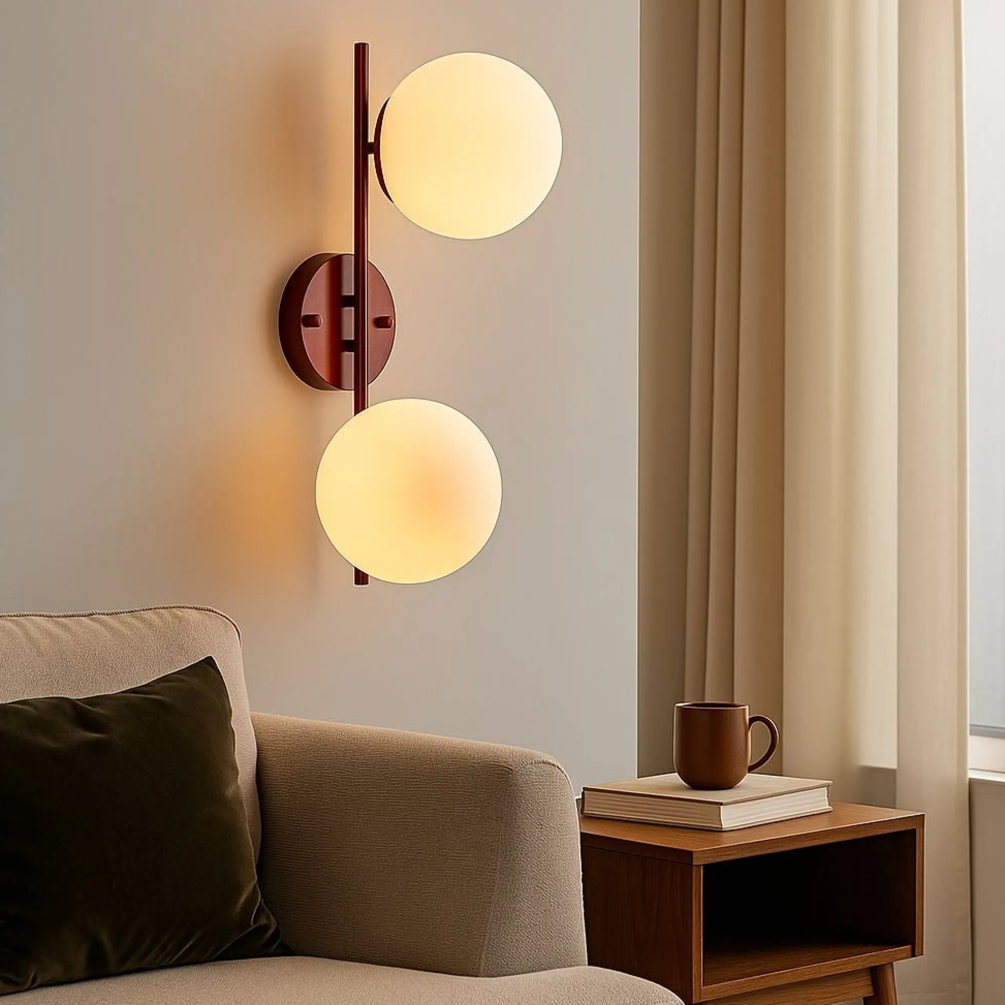 Aplique de pared doble bola cristal "Double"