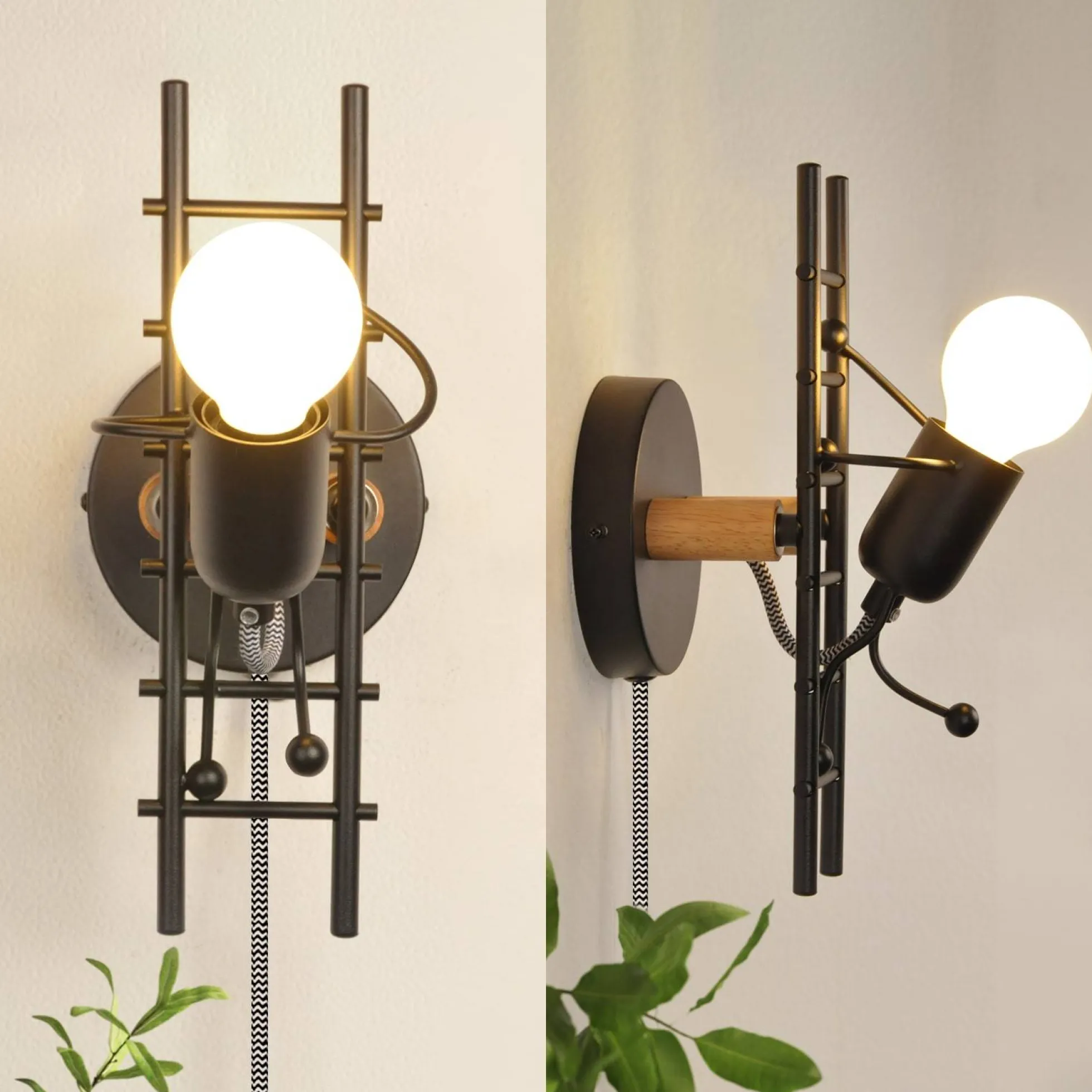 Aplique de Pared "Doll " - Con interruptor y enchufe - E27