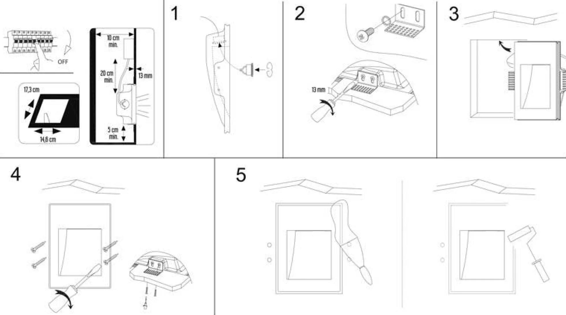 Aplique de pared empotrable de escayola "MUR" - 1W - Trimless / integración