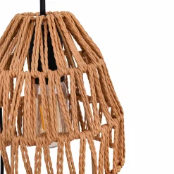 Aplique de pared en madera con pantalla de papel trenzado